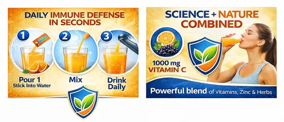 How to use Trizenca stick packs: Step 1 Pour 1 stick into water, Step 2 Mix, Step 3 Drink Daily